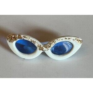 Vintage 1960s Ponytail Barbie ~ White Cat Eye Sunglasses with Gold Glitter